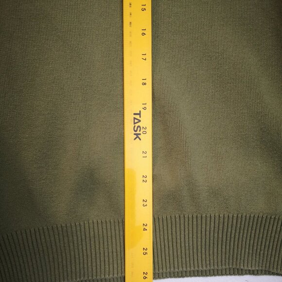 Tommy Hilfiger Men's Size Large Olive Green w/ Brown Straight Fit V-neck Sweater - Picture 7 of 7